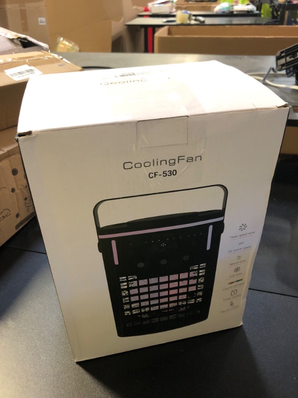 Photo 1 of Portable Air Conditioners, Mini Air Conditioner Portable with Remote, 3 Speeds & 3 Mist, 2-8H Timer & 7 Light Evaporative Air Cooler, Personal Cooling Air Conditioner Fan for Bedroom Office Desk