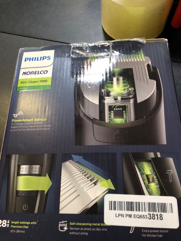 Photo 1 of Norelco Philips Hair Clipper 7000 Series, Hair and Beard Trimmer, Precision Dial, PowerAdapt Sensor, Trim-and-Flow, DualCut, DuraPower, 28 Length Settings, 90 Min. Runtime, HC7650/40