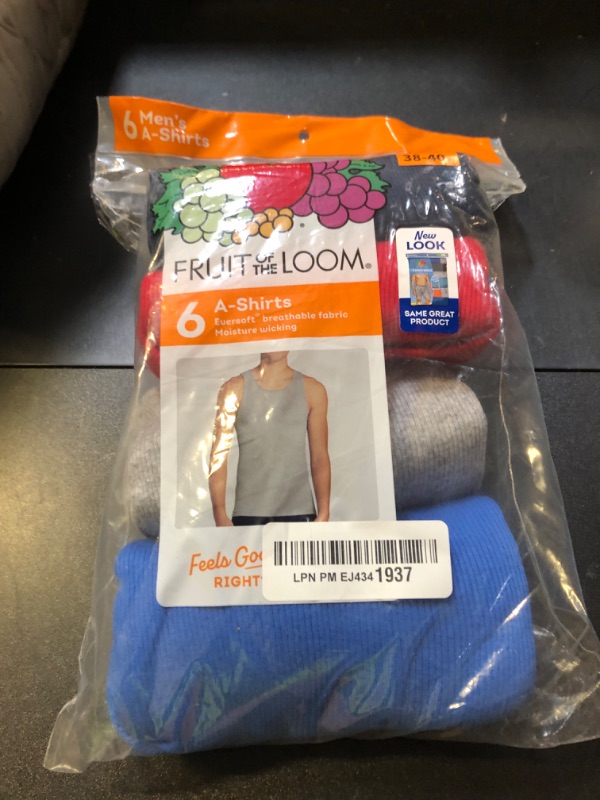 Photo 1 of Fruit of the Loom Men's Sleeveless Tank A-Shirt, Tag Free & Moisture Wicking, Ribbed Stretch Fabric, 6 Pack-Assorted Colors, Medium