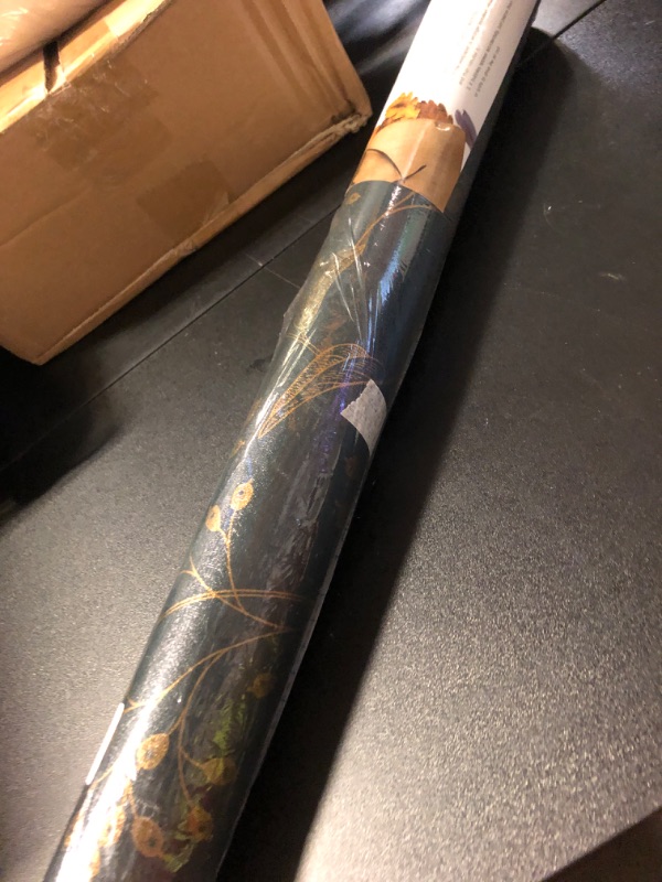 Photo 1 of Heroad Peel and Stick Wallpaper 236" x 17.3" Dark Green Contact Paper Gold Floral Wall Paper Modern Boho Removable Contact Paper for Cabinets Drawers Bedroom Self Adhesive Vinyl Papel Tapiz Para Pared