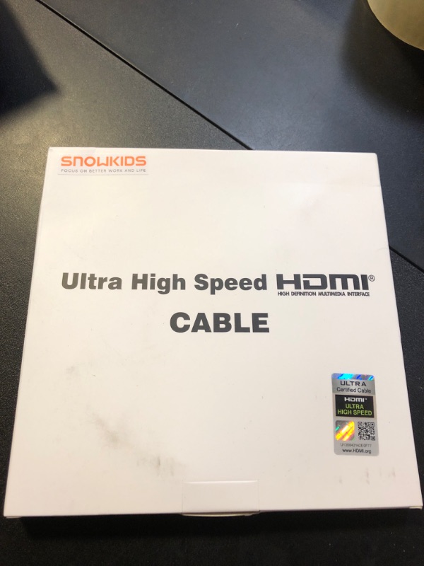 Photo 1 of Snowkids 8K Certified HDMI 2.1 Cable 10 ft, 48Gbps Ultra High-Speed HDMI Cables Cord, 10K 8K@60Hz, 4K@120Hz Compatible for TV/Laptop/Monitor/PS-5/X-box/Projector/Entertainment/Sound System & More