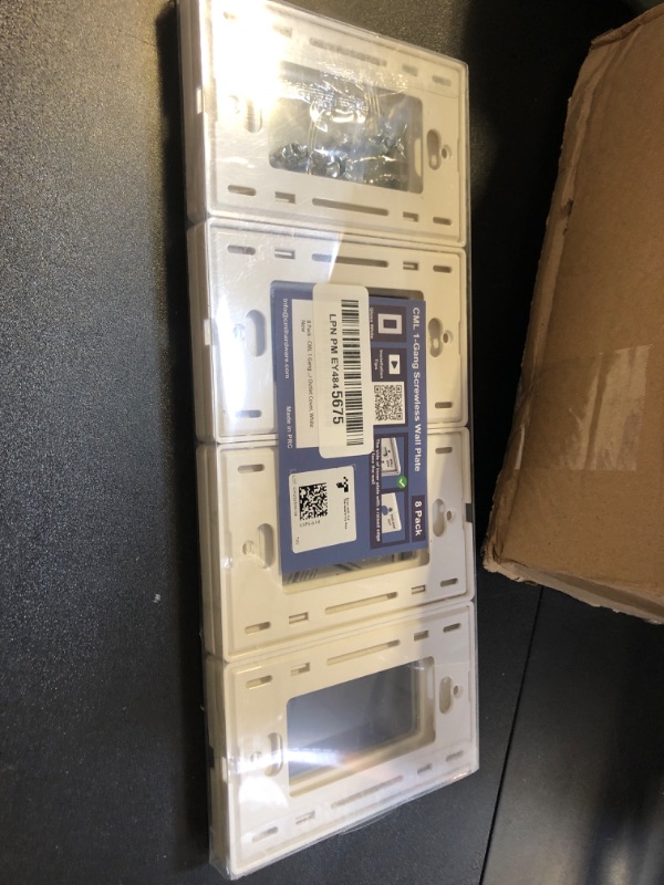 Photo 1 of CML Decorator Screwless Wall Plate, 1-Gang Receptacle Outlet Cover, 8 Pack Hidden Screw Smooth Face Switch Plates, Standard Size 2.91"x4.68", UL Listed, White