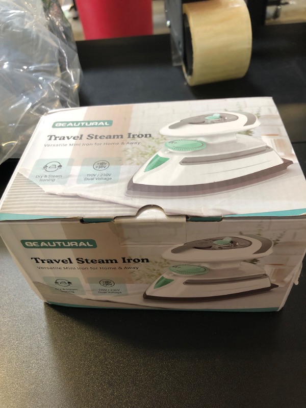 Photo 1 of BEAUTURAL Mini Travel Steam Iron for Clothes with Dual Voltage, Temperature Control, Non-Stick Soleplate and Cord Storage, Ideal for Sewing, Quilting and Handcraft