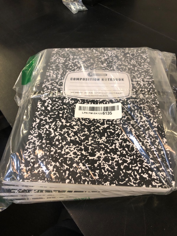Photo 1 of Rosmonde Composition Notebook Wide Ruled 5 Pack, 200 Pages (100 Sheets), 9-3/4 x 7-1/2, Back to School Supplies, Notebooks for School, Office Supplies, Notebooks for Work, Wide Ruled Notebook