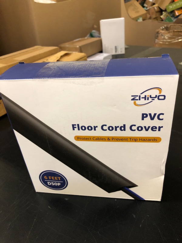 Photo 1 of ZhiYo 6ft Cord Hider Floor, Soft PVC Cord Covers for Wires on Floor, Wire Cover to Hide Extension Cords, Cable Cover Protect Cords & Prevent Trips, Cable Cavity: W0.6in x H0.32in, Ivory