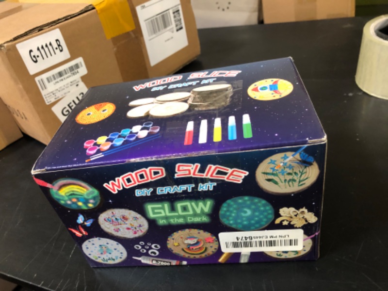 Photo 1 of KIRKOTOY Wooden Crafts Kit for Kids-Glow in The Dark-Arts & Crafts Gifts for Boys Girls Age 6-12, 24 Wood Slices with Painting Craft Activities Kits, Creative Art Toys for 6 7 8 9 10 11 12 Year Old