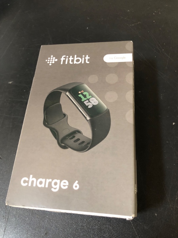 Photo 1 of Fitbit Charge 6 Fitness Tracker with Google apps, Heart Rate on Exercise Equipment, 6-Months Premium Membership Included, GPS, Health Tools and More, Obsidian/Black, One Size (S & L Bands Included)