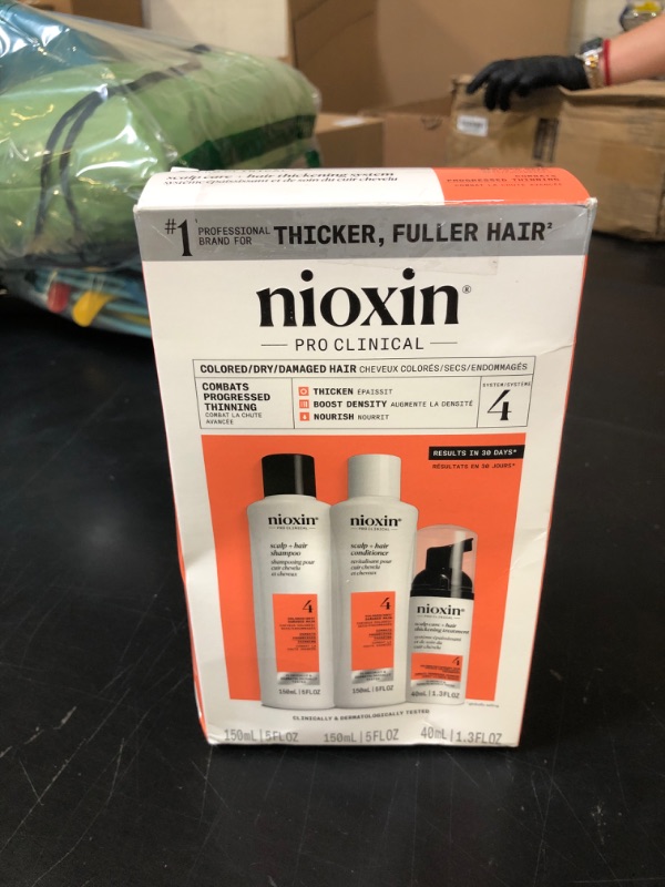 Photo 1 of Nioxin Scalp + Hair Thickening System 4 | For Colored or Damaged Hair with Progressed Thinning| With Niacinamide and Biotin | Trial Size | 1 Month Supply
