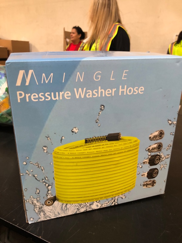 Photo 1 of M MINGLE Pressure Washer Hose 50 FT x 1/4" - Replacement Power Wash Hose with M22 14mm Stainless Steel Quick Connect Power Washer Adapter Sets - 3600PSI