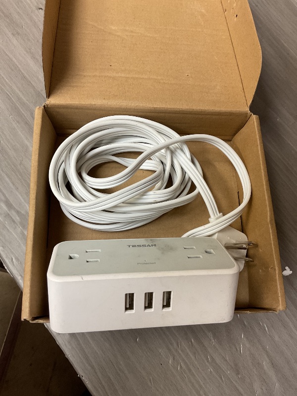 Photo 1 of 10Ft Extension Cord with Multiple Outlets, Flat Plug Surge Protector Power Strip 10 Ft Long Cord, 8 Outlets & 4 USB Ports (2 USB C), Desk Charging Station for Home Office, College Dorm Room Essentials