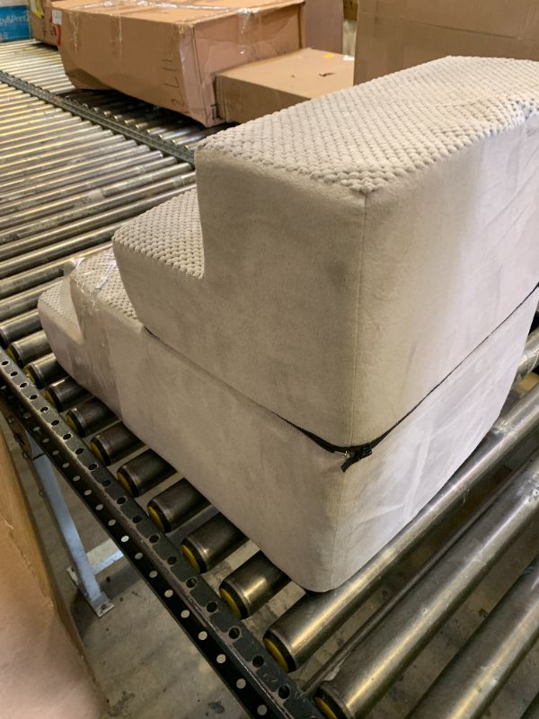 Photo 1 of Dog Stairs for Small Dogs & Cats, 4-Step Non-Slip Pet Steps for Beds & Couches, Light Grey, 18.5" H