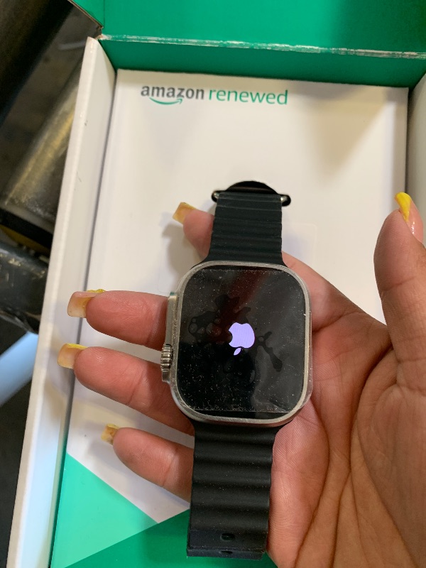 Photo 1 of Apple Watch Ultra [GPS + Cellular 49mm] Titanium Case with Midnight Ocean Band, One Size (Renewed Premium)