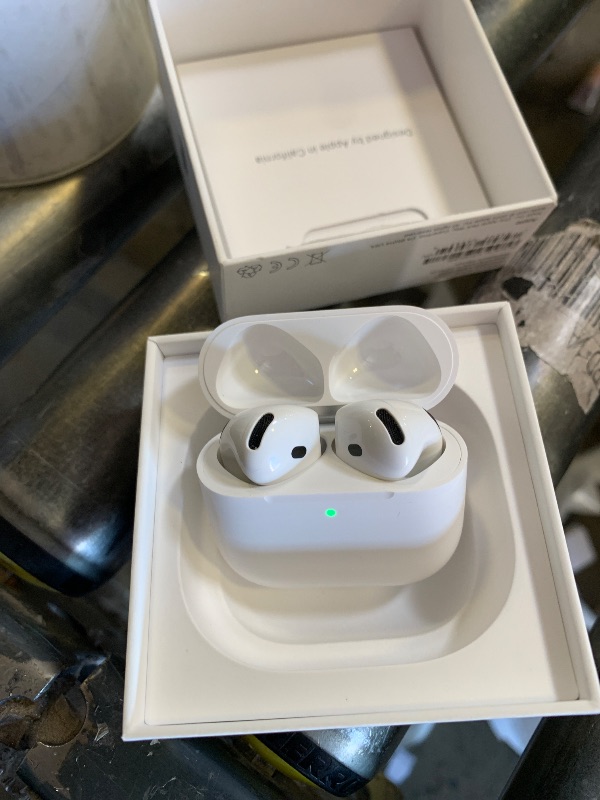 Photo 1 of Apple AirPods 4 Wireless Earbuds, Bluetooth Headphones, with Active Noise Cancellation, Adaptive Audio, Transparency Mode, Personalized Spatial Audio, USB-C Charging Case, Wireless Charging, H2 Chip