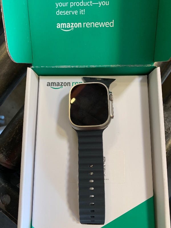 Photo 1 of Apple Watch Ultra [GPS + Cellular 49mm] Titanium Case with Midnight Ocean Band, One Size (Renewed Premium)