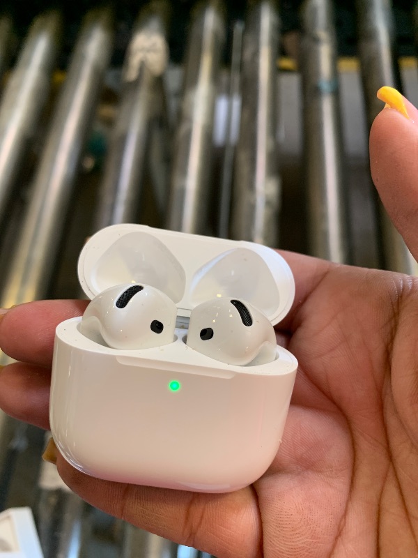 Photo 1 of Apple AirPods 4 Wireless Earbuds, Bluetooth Headphones, with Active Noise Cancellation, Adaptive Audio, Transparency Mode, Personalized Spatial Audio, USB-C Charging Case, Wireless Charging, H2 Chip