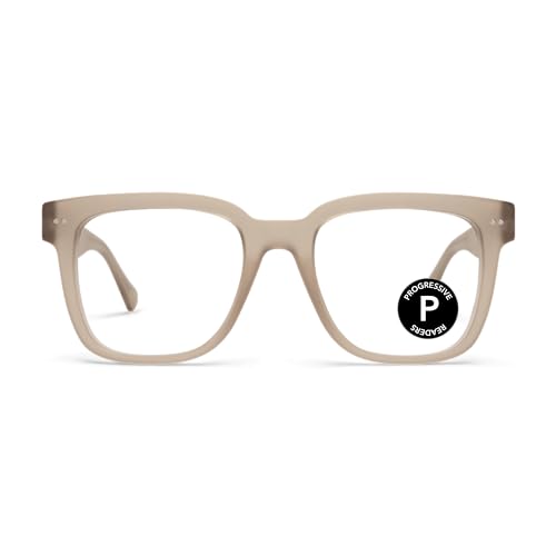 Photo 1 of LOOK OPTIC Laurel Progressive Reader - Stylish Unisex Reading Glasses, Prescription-Quality (Full Magnification) (2.5, Taupe)