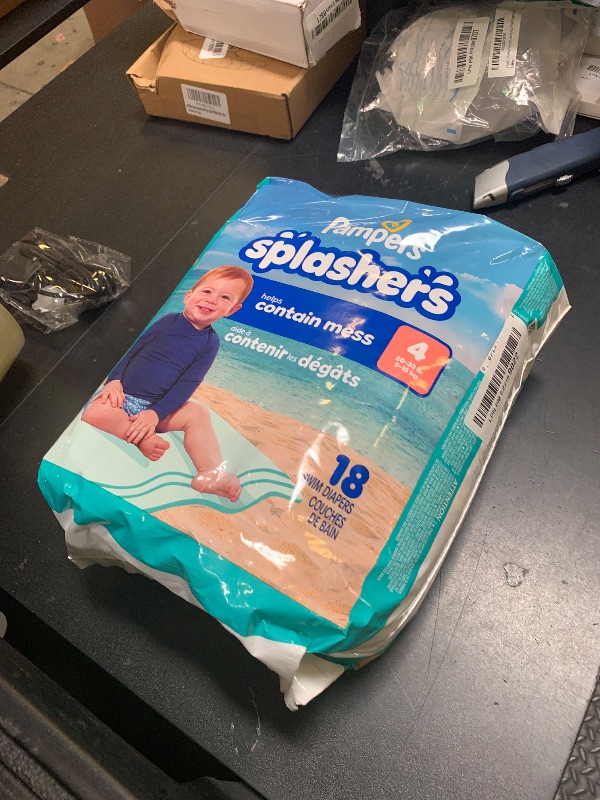 Photo 1 of Pampers Swim Diapers - Splashers - Size 4, 18 Count, Gap-Free Disposable Baby Swimming Pants