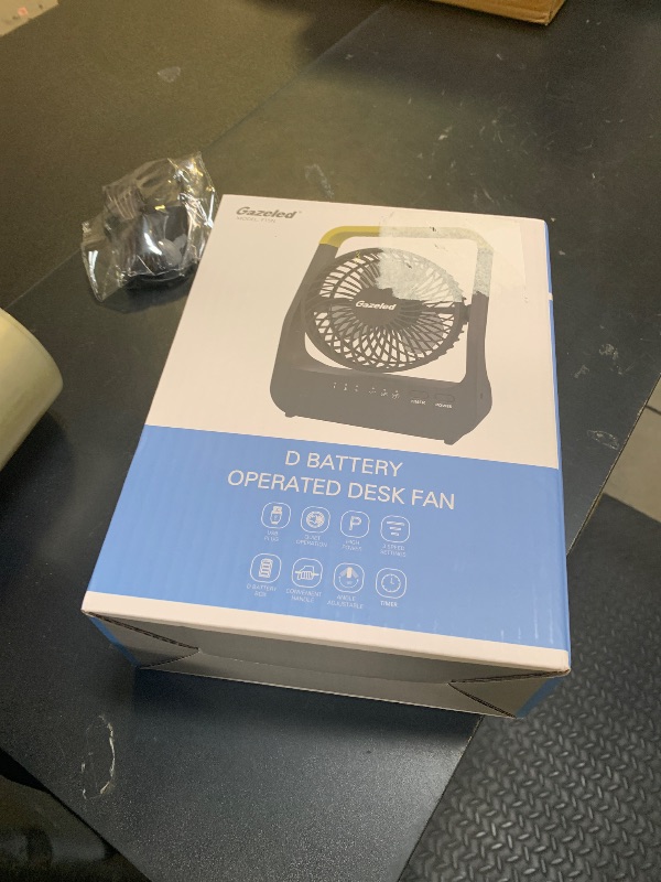 Photo 1 of Gazeled Battery Powered Fan, Super Long Lasting Battery Powered Fans for Camping, Portable D-Cell Desk Fan with Timer, 3 Speeds, Whisper Quiet, 180° Rotation, for Office,Bedroom,Outdoor, 5''