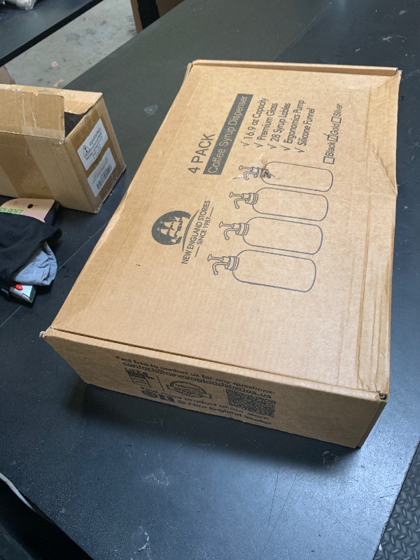 Photo 1 of 16.9 oz (500 ml) Coffee Syrup Dispenser Set- 4 Glass Bottles with Gold Pumper and Syrup Labels - Precise Dispensing and Stylish Addition to Coffee Shop, Cafe or Home Bar