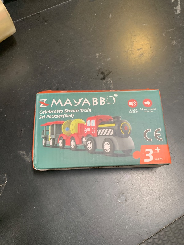 Photo 1 of Wooden Train Track Accessories Battery Operated Locomotive Train, Magnetic Train Toy for Toddler Track Set, Powerful Engine Celebrates Train Fits All Major Brands Train Set