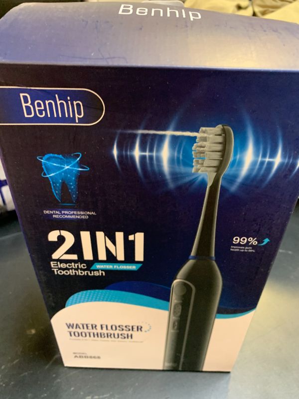 Photo 1 of Benhip Water Flosser with Electric Toothbrush – 3 Sonic Toothbrush Modes & 5 Water Flossing Pressure – Wireless Charging & IPX7 Waterproof – Portable Travel Case Included(Black)
