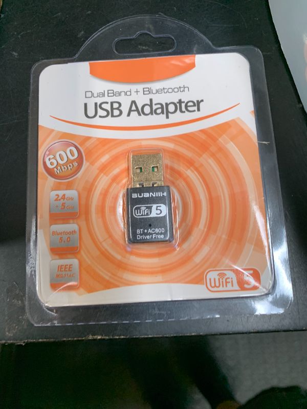 Photo 1 of WiFi Adapter for Desktop PC,USB WiFi Adapter,Bluetooth&WiFi 2-in-1,600Mbps 2.4/5.8Ghz Dual Band Wireless Network,Plug and Play, for PC/Laptop/Desktop,Support Win7/8/8.1/10/11