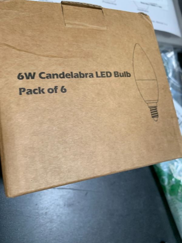 Photo 1 of MAXvolador E12 LED Candelabra Light Bulbs 60W Equivalent, Daylight White 5000K 600 Lumen Chandelier Bulb, 6W B11 Candle Base, Non-Dimmable, Pack of 6