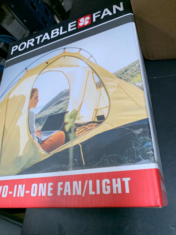 Photo 1 of 10400mAh Solar Fan with LED Lantern, Camping Fan with Solar Panel, 7W Rechargeable Solar Powered Fan for Outside, Quiet Battery Operated Tent Fan for Picnic, Barbecue, Fishing, Travel