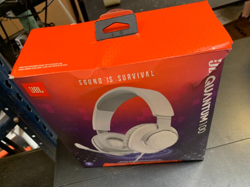 Photo 1 of JBL Quantum 100 - Wired Over-Ear Gaming Headphones - White, Large
