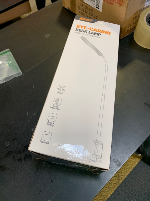 Photo 1 of SUPERDANNY Eye-Caring LED Desk Lamp 360° Flexible Gooseneck Work Lamp with Desk Side Clamp Touch Control 3 Light Colors Smooth Dimming Task Lighting Reading Light for Home Office College Dorm, Black