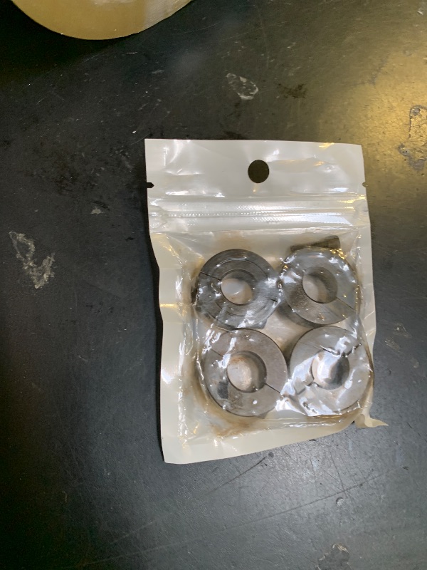 Photo 1 of (4-Pack) Shaft Collar 1/2" Bore, 1045 Steel Double Split Clamp-On Shaft Collars Style, 1-1/8" OD, 13/32" Thickness, with M4 Set Screws