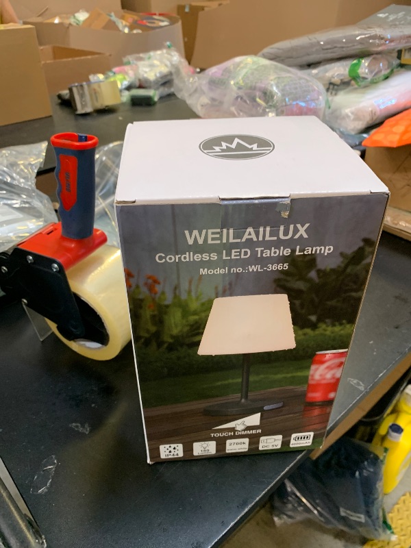 Photo 1 of WEILAILUX Outdoor Battery Operated Table Lamp Waterproof, 4000mAh Cordless Rechargeable, Touch Dimmable Desk Lamp, LED Night Light for Patio Camping Restaurant Home, H9.6in, Wood Grain