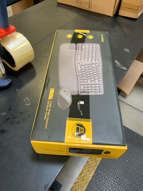 Photo 1 of E-YOOSO Ergonomic Wireless Keyboard and Mouse Combo, Split Design with Detachable Wrist Rest, 2.4G Full Size Ergo Computer Keyboard Set for Programmers/Office, Compatible with Windows/Mac/PC/Laptop