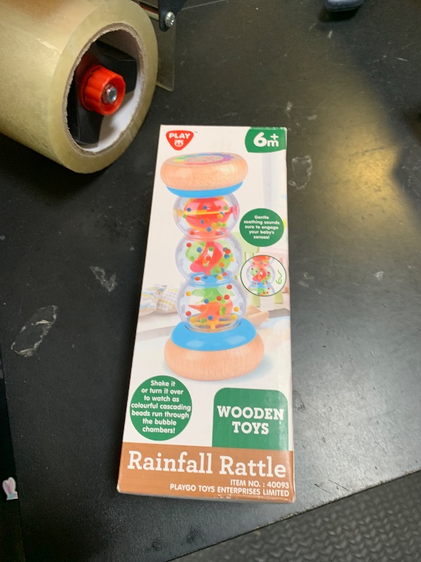 Photo 1 of PLAY Rainmaker - 7 inch Wooden Rainbow Rain Stick Montessori Toys for Babies 6-12 Months, Baby Rattle Shaker Sensory Developmental Toy, Raindrops Musical Instrument