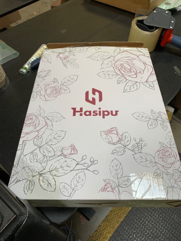 Photo 1 of Hasipu LED Makeup Mirror with Bluetooth Speaker, 14" x 10" Vanity Mirror with Lights, 3 Modes Light, Smart Touch Control Dimmable, Rectangle White Frame