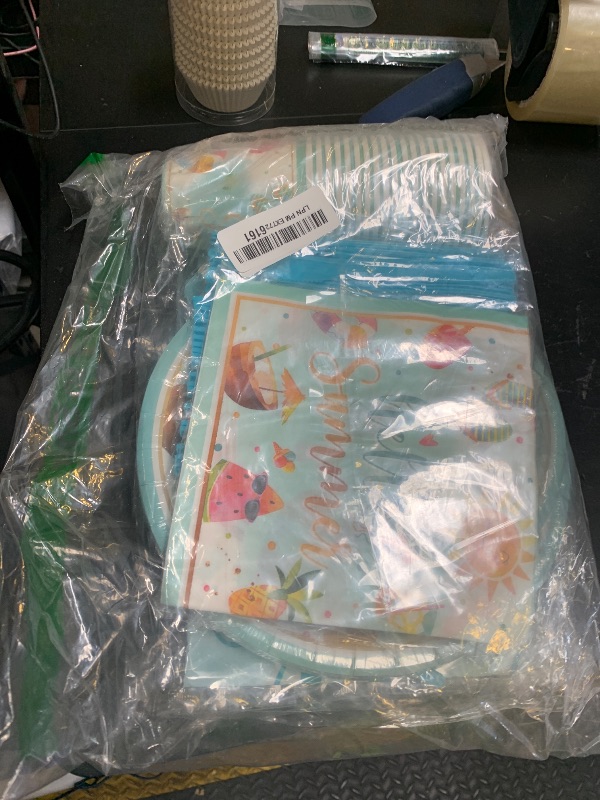 Photo 1 of Hello Summer Party Decorations-143Pcs Beach Pool Party Paper Plates and Napkins Set Swimming Luca Themed Tableware Summer Party Supplies for Kids Birthday