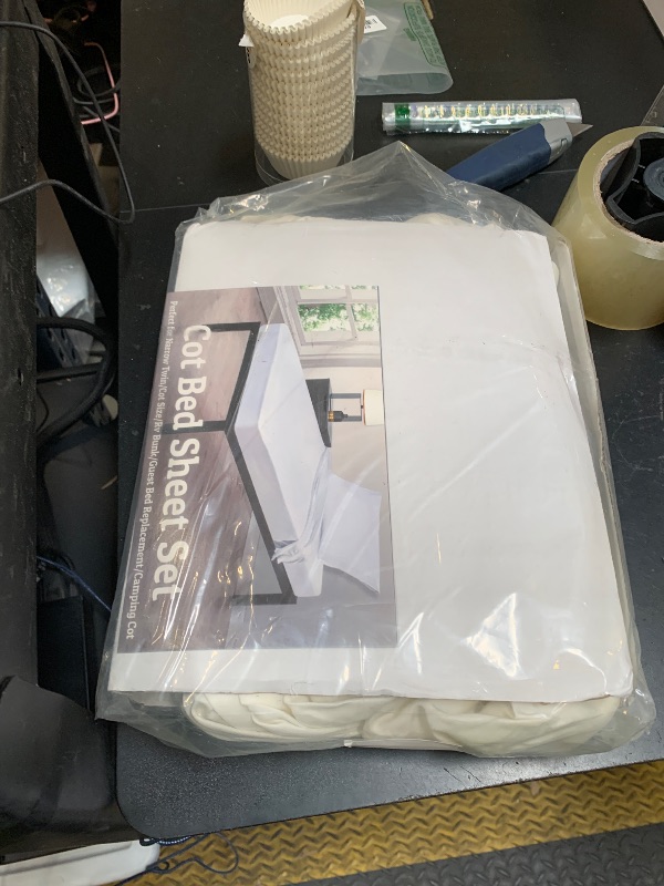 Photo 1 of Cottington Lane 4 Piece Cot Sheets Set 30" X 75" with 6 Inch Deep Pocket Ivory Solid, 100% Egyptian Cotton Cot Sheets, Perfect for Narrow Twin, Camp Bunk,Trifold Mattress, Guest Bed Replacement