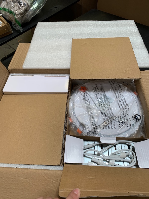 Photo 1 of Amico 12 Pack 8 Inch 5CCT Ultra-Thin LED Recessed Ceiling Light with Junction Box, 2700K/3000K/3500K/4000K/5000K Selectable, 18W Eqv 125W, Dimmable Canless Wafer Downlight, 1600LM High Brightness -ETL