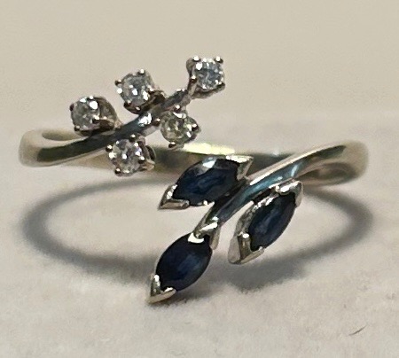 Photo 1 of 14K YELLOW GOLD W. .50CT SAPPHIRE & .25CT DIAMOND RING-4.5G SIZE 10 1/2 #19