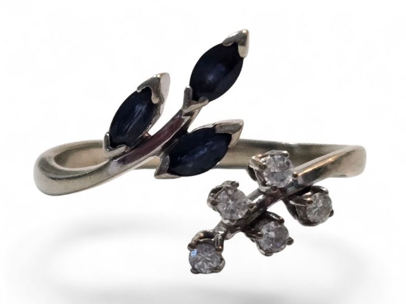 Photo 1 of 14K YELLOW GOLD W. .50CT SAPPHIRE & .25CT DIAMOND RING-4.5G SIZE 10 1/2 #19