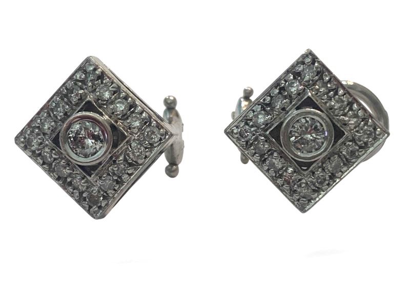 Photo 1 of 14K WHITE GOLD 1cwt DIAMONDS EARRINGS 6.5 TTL G #6