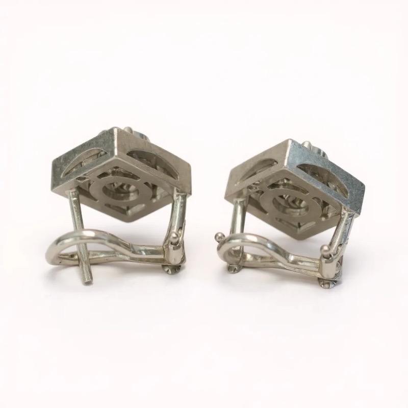 Photo 1 of 14K WHITE GOLD 1cwt DIAMONDS EARRINGS 6.5 TTL G #6