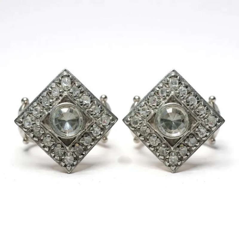 Photo 1 of 14K WHITE GOLD 1cwt DIAMONDS EARRINGS 6.5 TTL G #6