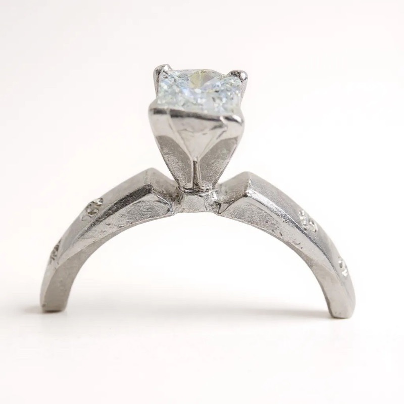 Photo 1 of 14K WHITE GOLD 0.60 PRINCESS CUT DIAMOND RING 3.6G SIZE 5 3/4 #23