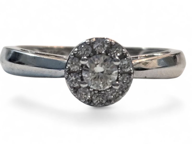 Photo 1 of 14K WHITE GOLD W. .25CT DIAMOND RING-2.56G SIZE 6 3/4 #14