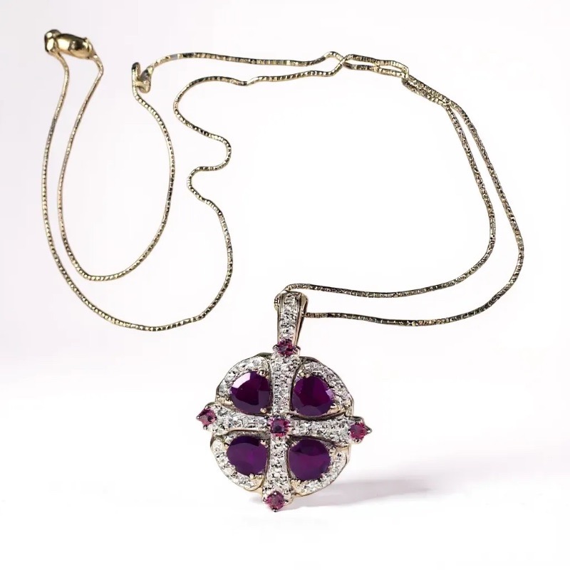 Photo 1 of 14K WHITE GOLD 3cwt AMETHYST 0.50cwt DIAMONDS 19" NECKLACE 7.6G    #31