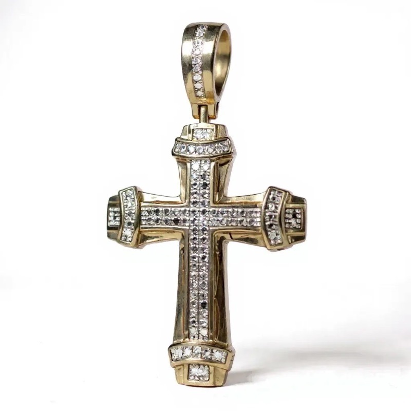 Photo 1 of 10K YELLOW GOLD 0.25ctw DIAMOND CROSS PENDANT 3.6G OVERALL SIZE 1 1/2” #38