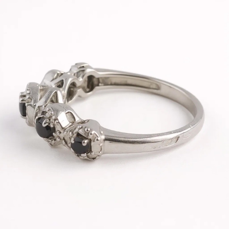 Photo 1 of 10K WHITE GOLD WITH .050ctw DIAMOND & 0.50ctw SAPPHIRE TTL3G RING SIZE 7  #34