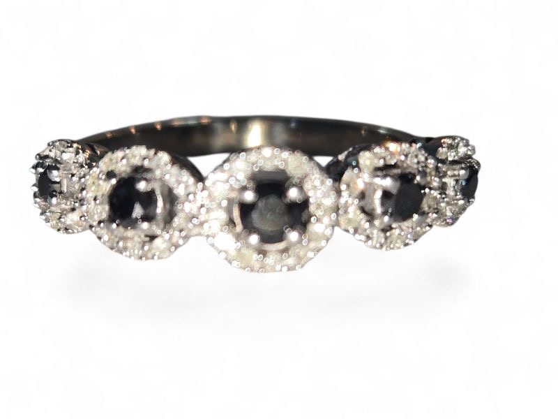 Photo 1 of 10K WHITE GOLD WITH .050ctw DIAMOND & 0.50ctw SAPPHIRE TTL3G RING SIZE 7  #34