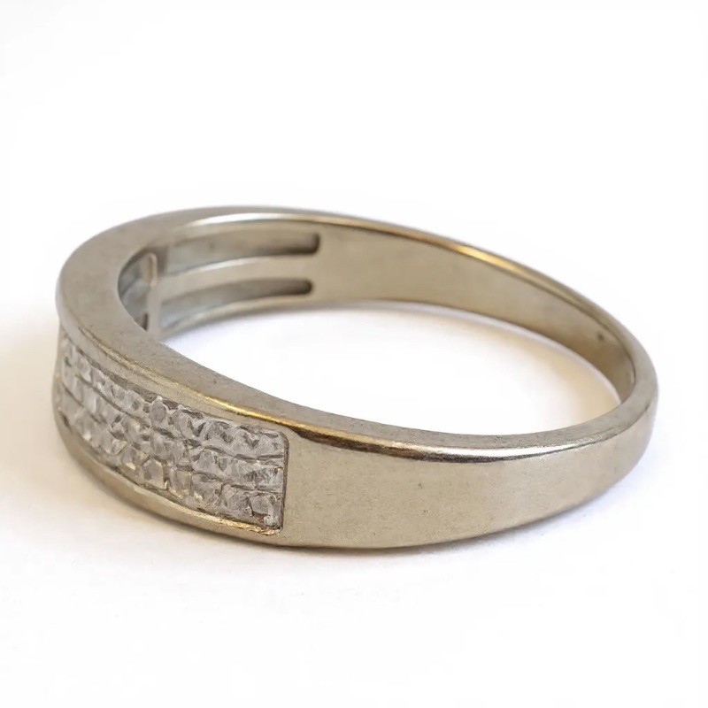 Photo 1 of 10K WHITE GOLD .50ctw DIAMOND BAND RING 2.3G SIZE 8 1/2  #39